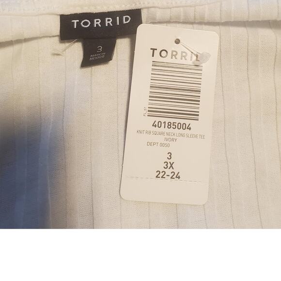 NEW TORRID 3X (RUNS SMALL like 1X) Long Sleeve Crop Top Ribbed Square Neck Tee - Picture 3 of 9